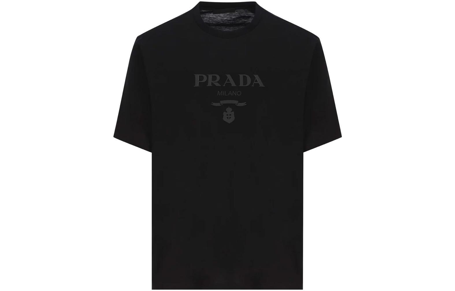 Order PRADA FW22  Black Logo Print Crewneck T-Shirt. UJN815-1052-F0002-S-221