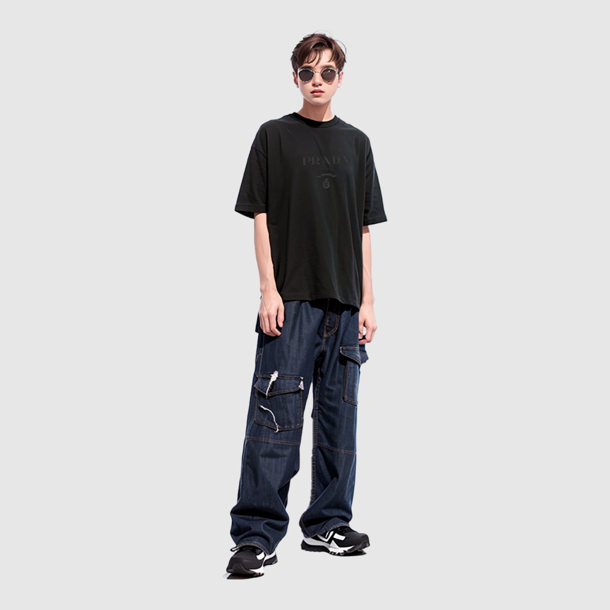 Shop PRADA FW22  Black Logo Print Crewneck T-Shirt. UJN815-1052-F0002-S-221