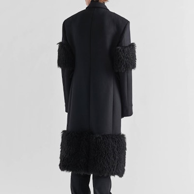 PRADA FW22 Black Long Loose-Fit Coat with Terry Trim and Single Button. UC474E-180-F0002-S-222 Shop PRADA FW22 Black Long Loose-Fit Coat with Terry Trim and Single Button. UC474E-180-F0002-S-222