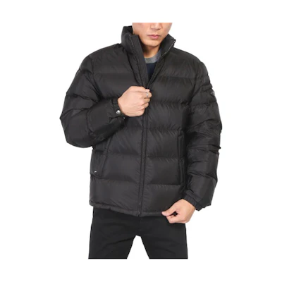 PRADA FW22 Black Puffer Jacket with Logo and Zip Closure. SGY091-106O-F0002
