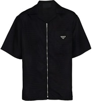 PRADA FW22 Black Short Sleeve Zipper Shirt with Collar SC620S22211FCF0002 PRADA FW22 Black Short Sleeve Zipper Shirt with Collar SC620S22211FCF0002