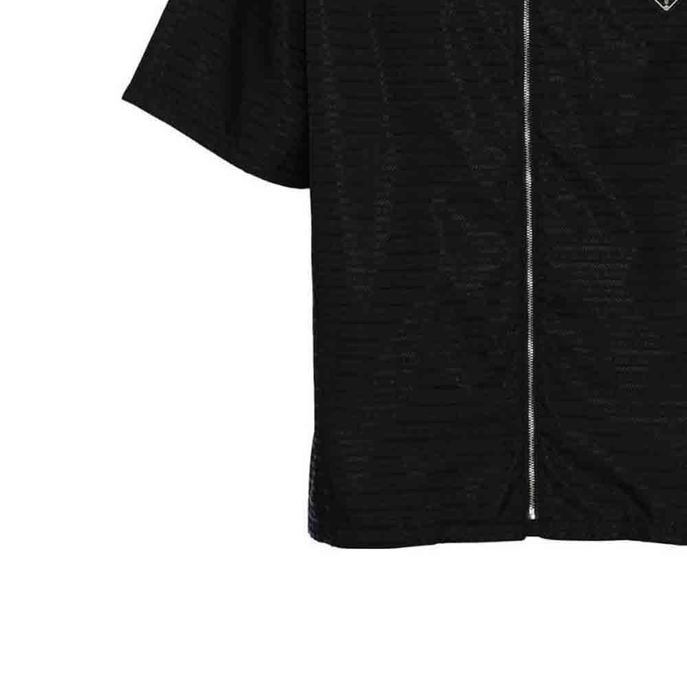 Details for 프라다 FW22 블랙 반팔 지퍼 셔츠 칼라 디자인 SC620S22211FCF0002