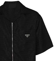Sizing PRADA FW22 黑色拉鍊短袖襯衫帶領口 SC620S22211FCF0002