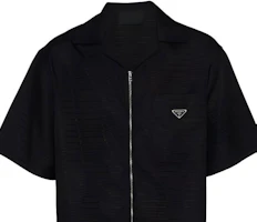 Cheap PRADA FW22 黑色拉鍊短袖襯衫帶領口 SC620S22211FCF0002