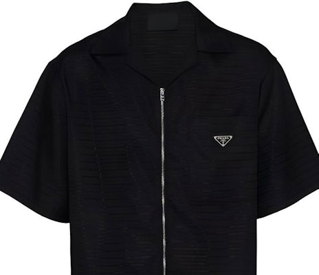프라다 FW22 블랙 반팔 지퍼 셔츠 칼라 디자인 SC620S22211FCF0002 Cheap 프라다 FW22 블랙 반팔 지퍼 셔츠 칼라 디자인 SC620S22211FCF0002