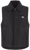 Order PRADA FW22 Black Single-Breasted Sleeveless Vest with Logo Details. SGC058-11FC-F0002-S-221
