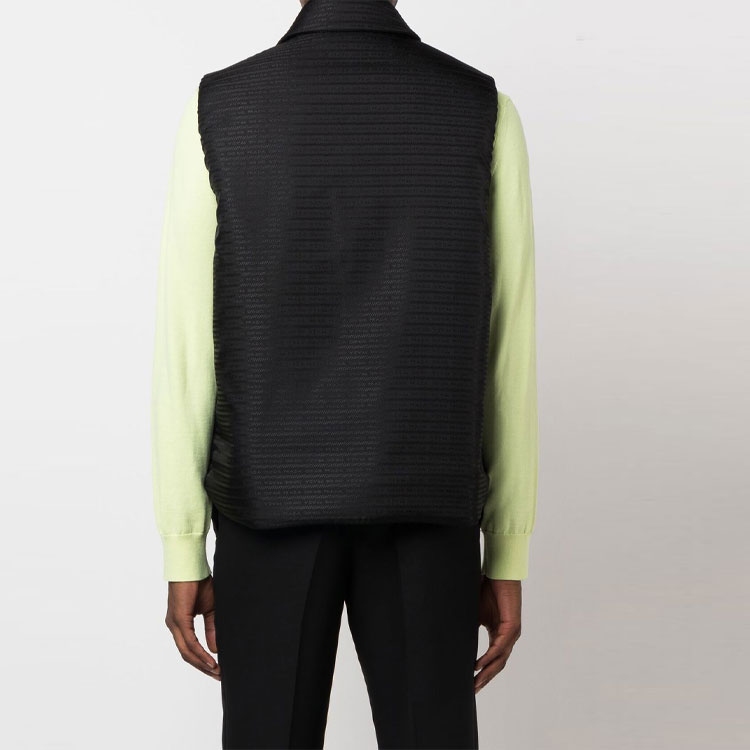 Shop PRADA FW22 Jaket Tanpa Lengan Hitam Single-Breasted dengan Logo Terperinci. SGC058-11FC-F0002-S-221