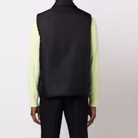 Shop PRADA FW22 Black Single-Breasted Sleeveless Vest with Logo Details. SGC058-11FC-F0002-S-221