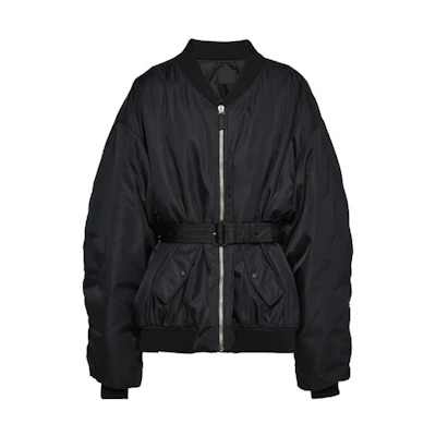 PRADA FW22 Black Solid Color Belted Casual Long-Sleeve Jacket SGX093-1WQ8-F0002-S-222