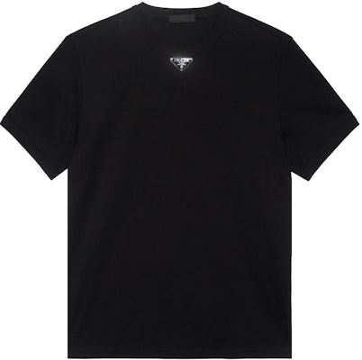 PRADA FW22 Black Solid Color Logo Crewneck Short Sleeve T-Shirt UJN824-11ZM-F0002-S-222 Buy PRADA FW22 Black Solid Color Logo Crewneck Short Sleeve T-Shirt UJN824-11ZM-F0002-S-222