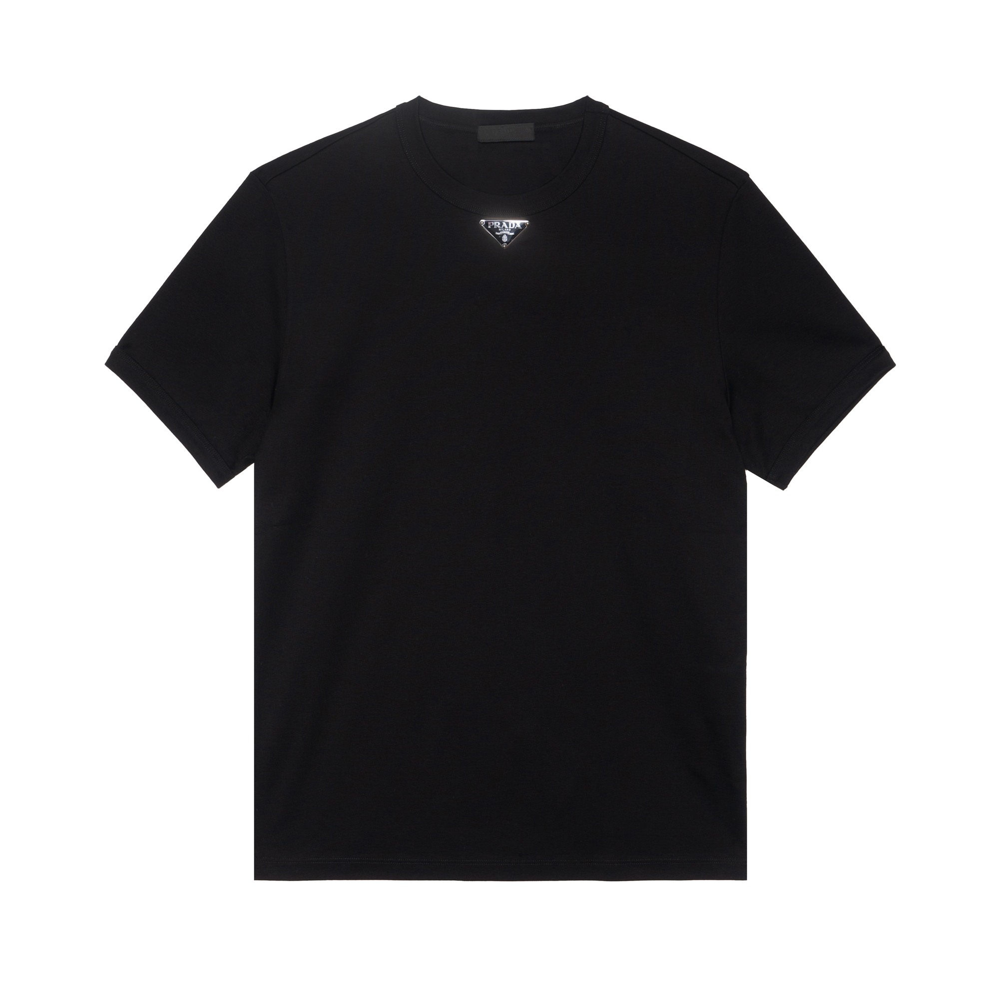 Order PRADA FW22 Baju-T Hitam Logo Lengan Pendek Crewneck UJN824-11ZM-F0002-S-222