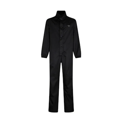 PRADA FW22 Black Solid Color Long-Sleeve Jumpsuit. SGC096-1WQ8-F0002-S-222