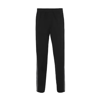 PRADA FW22 Black Straight-Leg Track Pants with Contrast Stripe Logo. UMP129-12D9-F0002-S-231