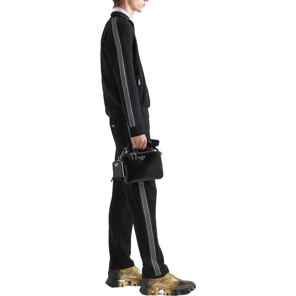 Purchase PRADA FW22 黑色直筒運動褲對比條紋徽標設計 UMP129-12D9-F0002-S-231