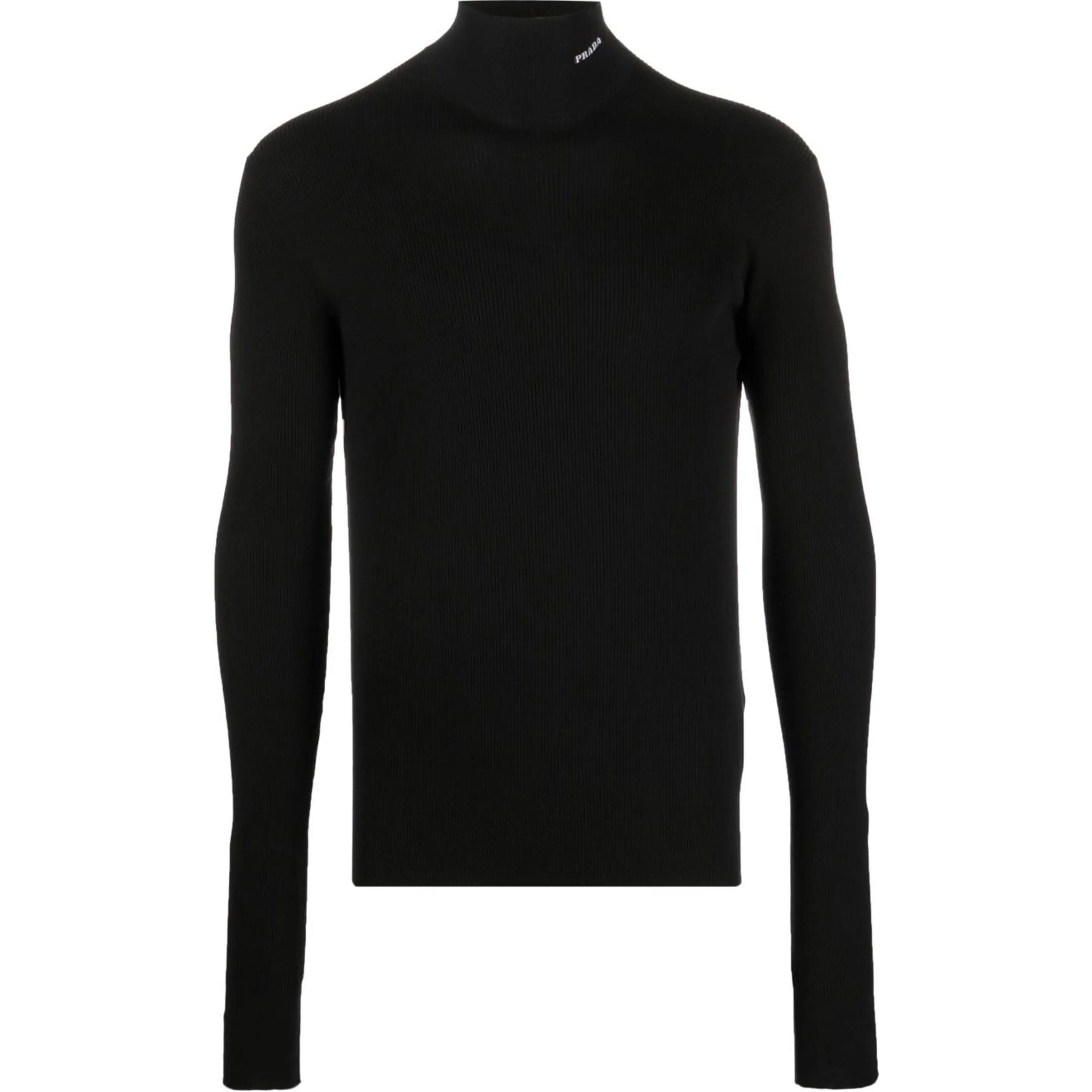 PRADA FW22  Black Turtleneck Long-Sleeve Pullover Sweater. UMR524-S222-11I0F-0-002