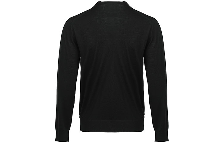 Shop PRADA FW22 Sweater Wol Hitam dengan Logo Bordir. UM-B264-1ZLEF-0-002