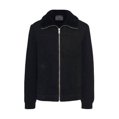 PRADA FW22 Black Zip-Up Long Sleeve Jacket with Plain Collar UPW435S222JHY-F0806