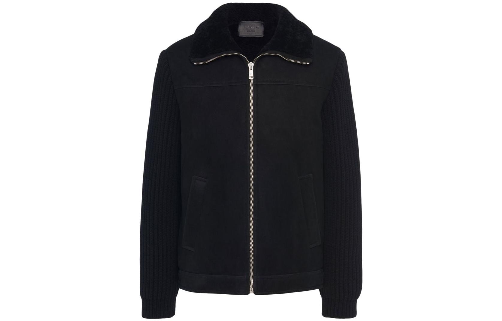 Order 프라다 FW22 블랙 지퍼 업 롱 슬리브 재킷 플레인 칼라 UPW435S222JHY-F0806