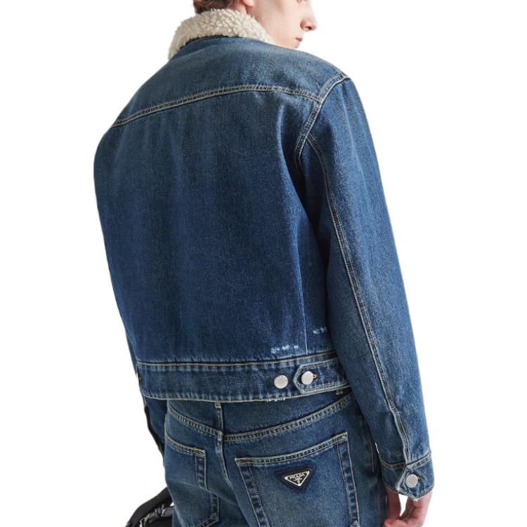 Purchase 프라다 FW22 블루 데님 로고 칼라 긴팔 재킷. GEB218-10UJ-F0008-S-212