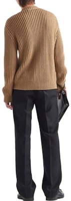 PRADA FW22 Brown Knit Sweater with Embroidered Logo on Chest. UMG165-11GC-F0040-S-222 Shop PRADA FW22 Brown Knit Sweater with Embroidered Logo on Chest. UMG165-11GC-F0040-S-222