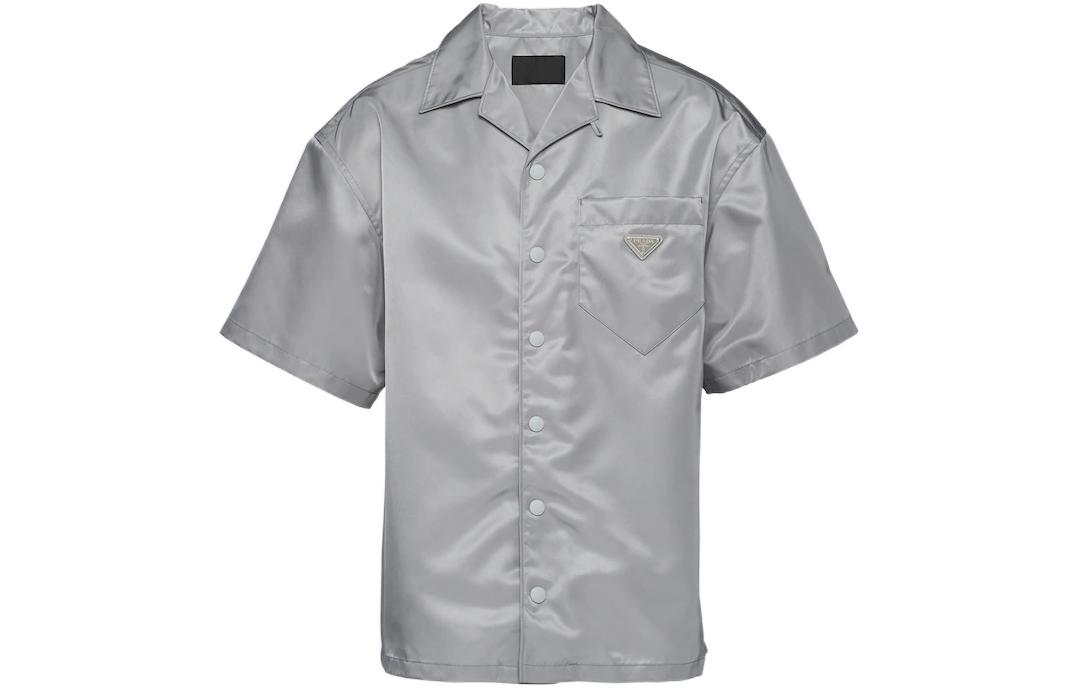 PRADA FW22  Gray Sunblock Shirt with Chest Pocket Logo. SC513-1WQ8-F0K44-S-202