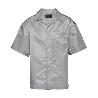 PRADA FW22 Gray Sunblock Shirt with Chest Pocket Logo. SC513-1WQ8-F0K44-S-202