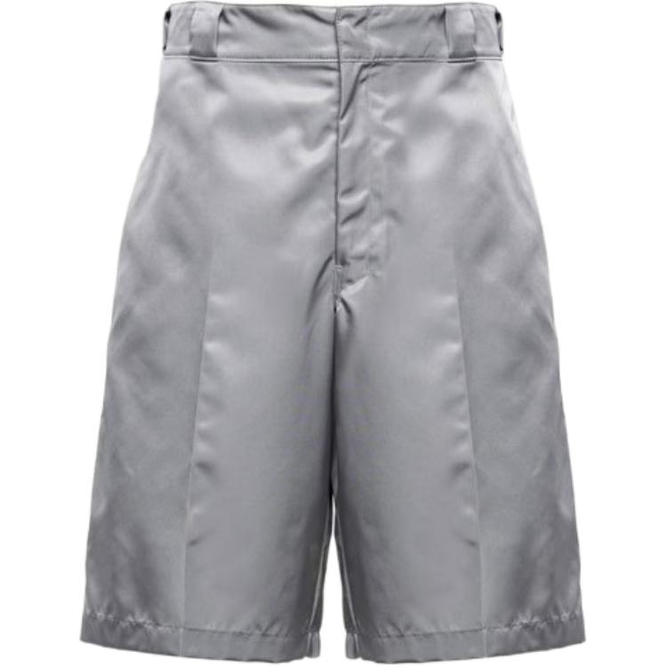 PRADA FW22  Grey Solid Loose Fit Bermuda Casual Shorts. SPG32-1WQ8-F0K44-S-182