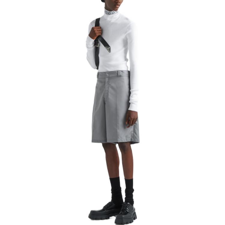 PRADA FW22  Grey Solid Loose Fit Bermuda Casual Shorts. SPG32-1WQ8-F0K44-S-182 圖 3