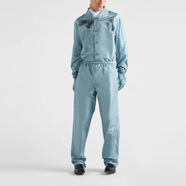 Lookbook PRADA FW22 寬鬆直筒休閒長褲 藍色 SPH229-11I2-F0035-S-222