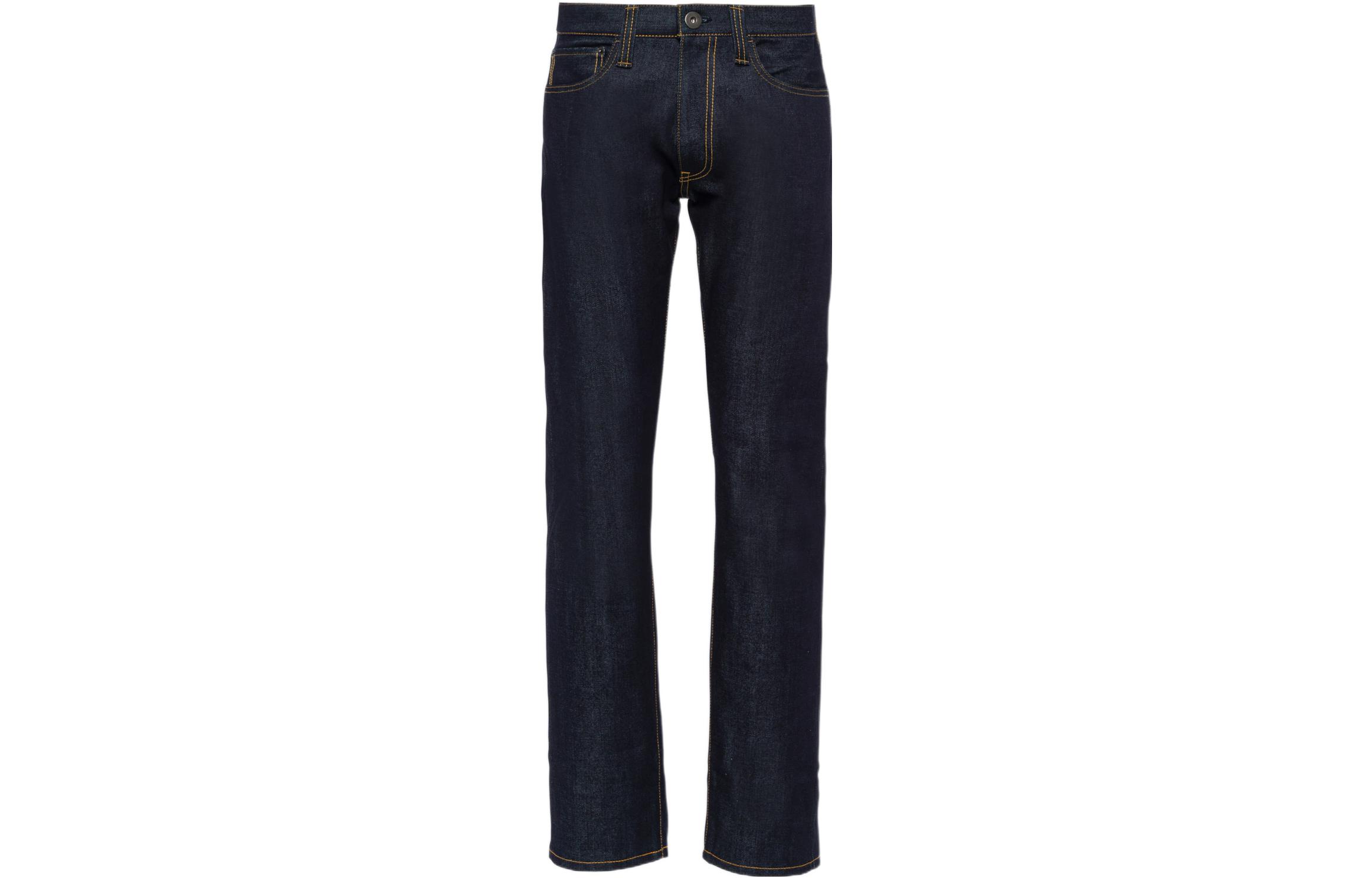 PRADA FW22  Loose Fit Straight-Leg Blue Denim Jeans with Stitch Details GEP315-1WQV-F0008-S-202
