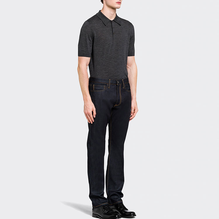 Purchase PRADA FW22  Loose Fit Straight-Leg Blue Denim Jeans with Stitch Details GEP315-1WQV-F0008-S-202