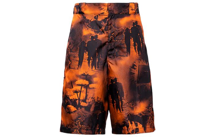 Order Prada 2022秋冬橙色风景印花休闲短裤 SPG32-11PZ-F0049-S-182