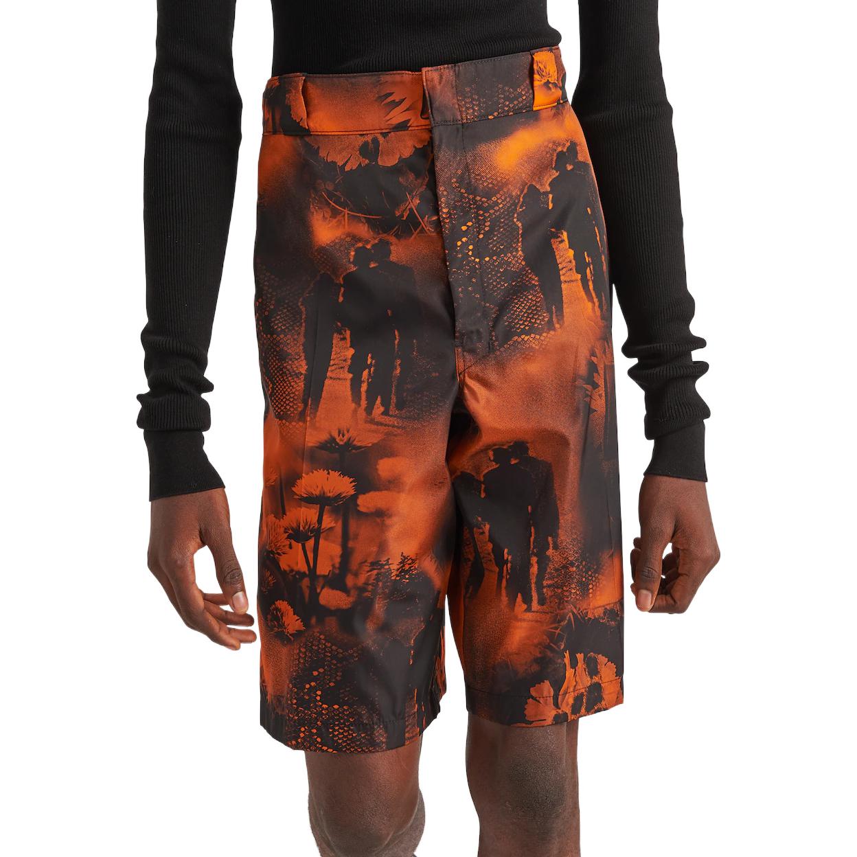 Purchase Prada 2022秋冬橙色风景印花休闲短裤 SPG32-11PZ-F0049-S-182