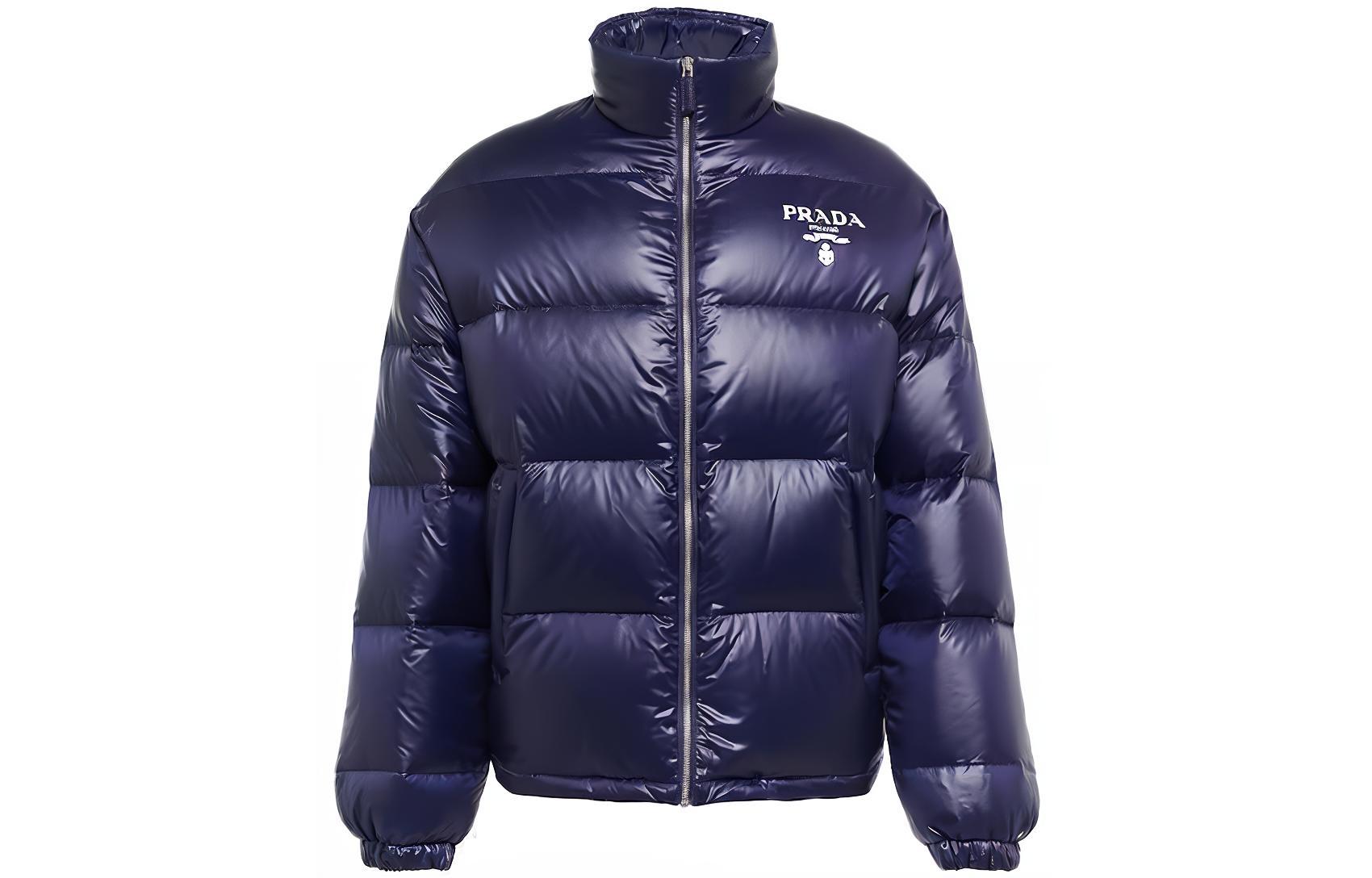 Order PRADA FW22 藍色徽標印花立領菱格外套。 SGC089-11A9-F0SVF-S-222