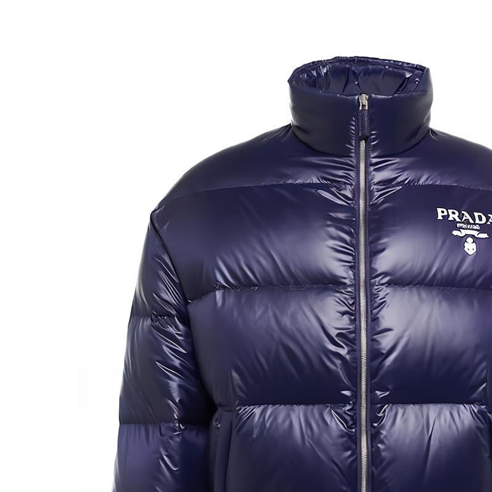 Details for PRADA FW22 藍色徽標印花立領菱格外套。 SGC089-11A9-F0SVF-S-222