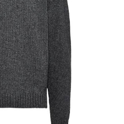 PRADA FW22 Suéter de Lana Acanalado Cuello Alto Gris Pizarra. UMR526-11IO-F0480-S-222 Details for PRADA FW22 Suéter de Lana Acanalado Cuello Alto Gris Pizarra. UMR526-11IO-F0480-S-222