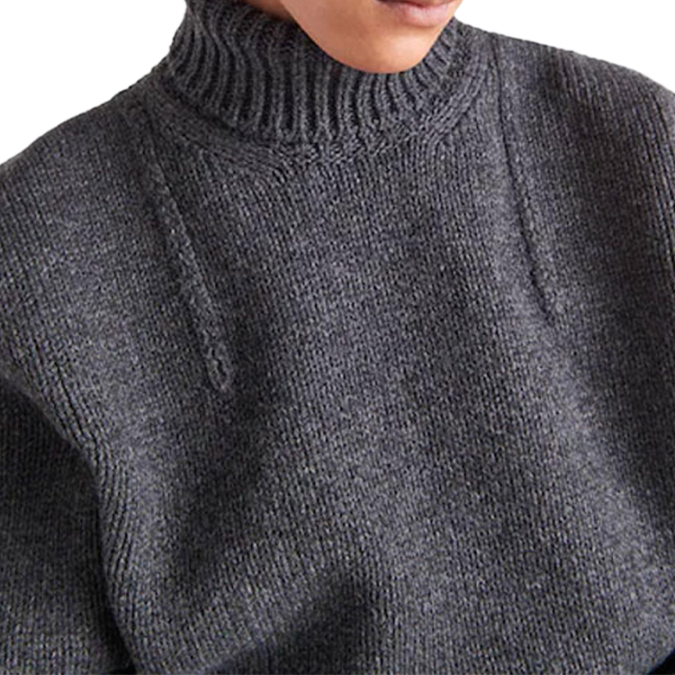 Cheap PRADA FW22 羊毛羅紋高領毛衣 石板灰 UMR526-11IO-F0480-S-222