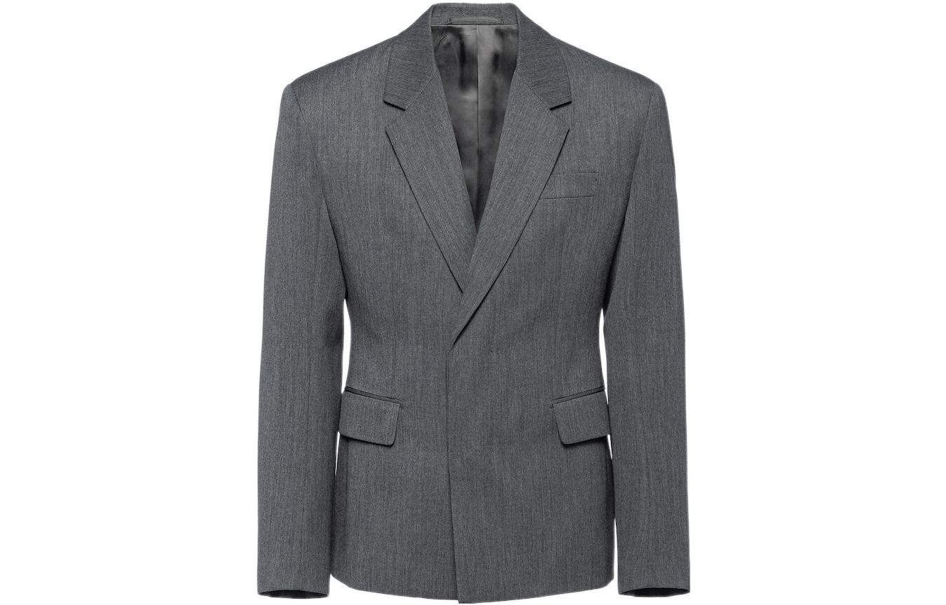 PRADA FW22  Slim Fit Single Button Blazer Slate Gray Long Sleeve Jacket UGN205-108N-F0480-S-222