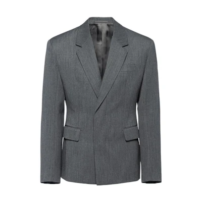 PRADA FW22 Slim Fit Single Button Blazer Slate Gray Long Sleeve Jacket UGN205-108N-F0480-S-222