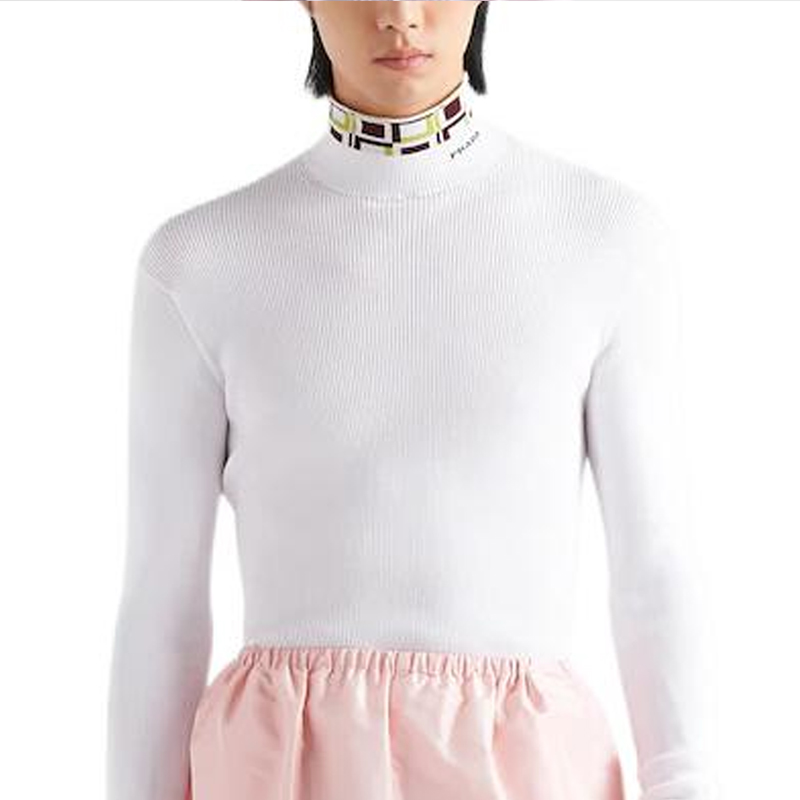Details for PRADA FW22 白色幾何圖案高領修身毛衣 UMR527-11KK-F0X97-S-222