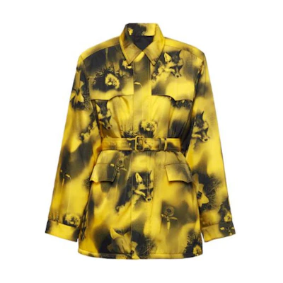 PRADA FW22 Yellow Patterned Long Coat with Belt. SGC091-11P1-F0010-S-222