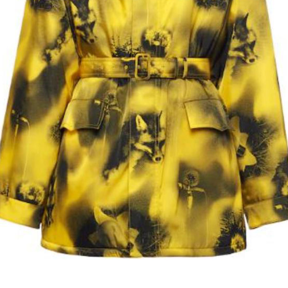 Details for プラダ FW22 イエローパターンベルト付きロングコート. SGC091-11P1-F0010-S-222