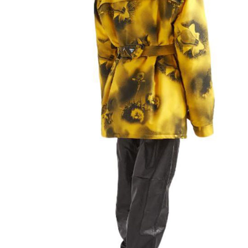 Sizing プラダ FW22 イエローパターンベルト付きロングコート. SGC091-11P1-F0010-S-222