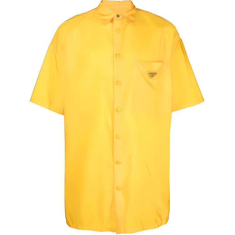 PRADA FW22  Yellow Single-Breasted Logo Pocket Sun Protection Shirt SC602-1WQ9-F0AG4