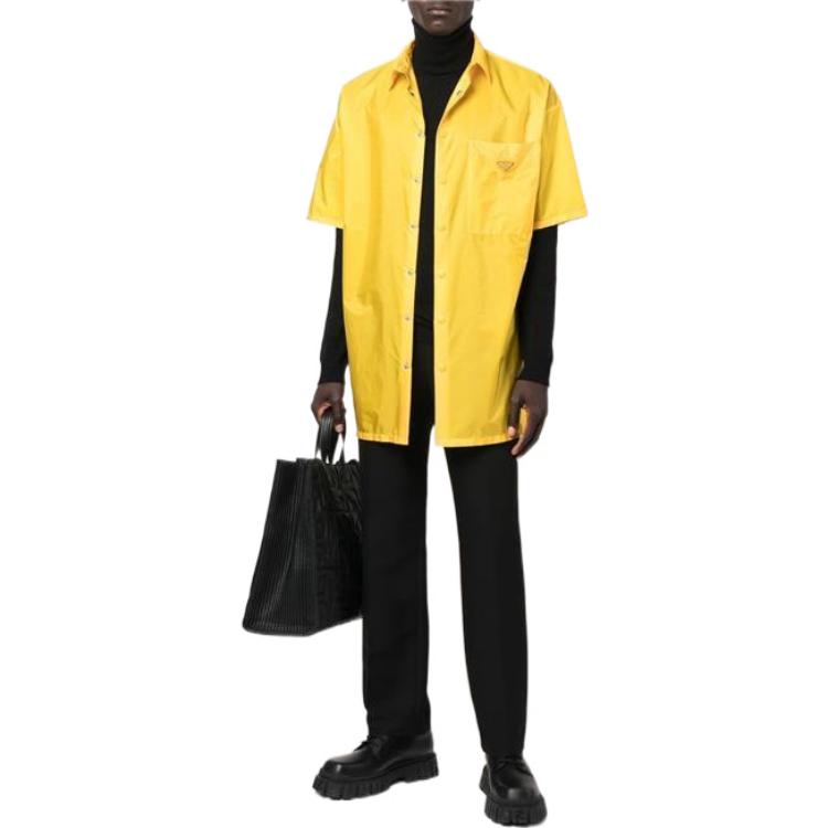Lookbook PRADA FW22 黃色單排扣徽標口袋防曬襯衫 SC602-1WQ9-F0AG4
