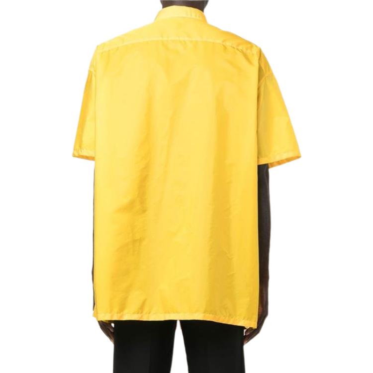 Shop PRADA FW22 黃色單排扣徽標口袋防曬襯衫 SC602-1WQ9-F0AG4