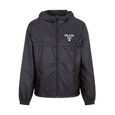 PRADA FW22 Black Letter Print Hoodie Long Sleeve Jacket for Men. SGC052-1WQ9F-0002-S-221