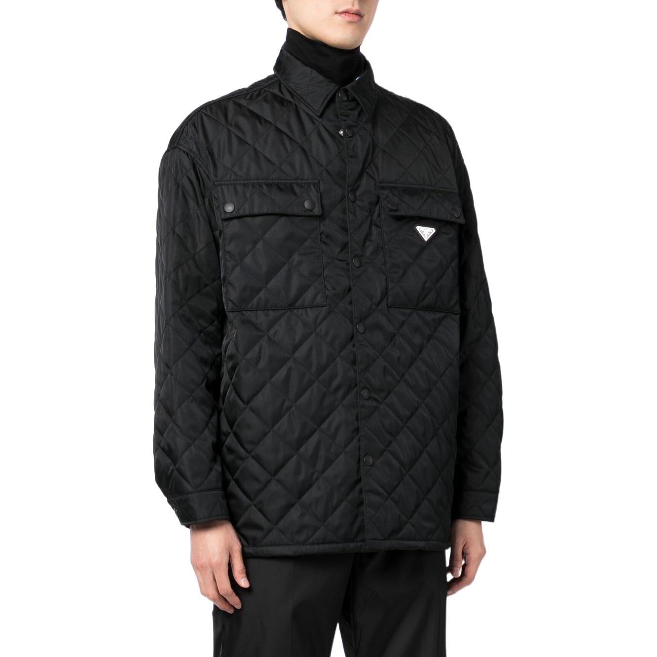 Purchase Prada FW22 黑色菱格Logo貼布襯衫外套 男款 SC616M-1WQ8-F0002-S-222