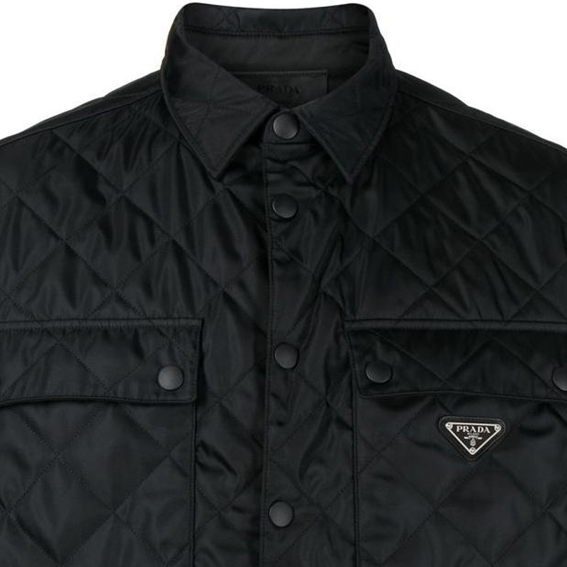 Details for Prada FW22 黑色菱格Logo貼布襯衫外套 男款 SC616M-1WQ8-F0002-S-222