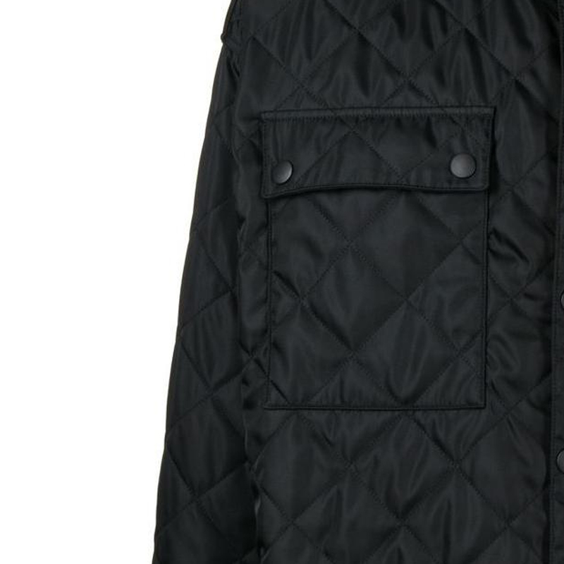 Sizing Prada FW22 黑色菱格Logo貼布襯衫外套 男款 SC616M-1WQ8-F0002-S-222